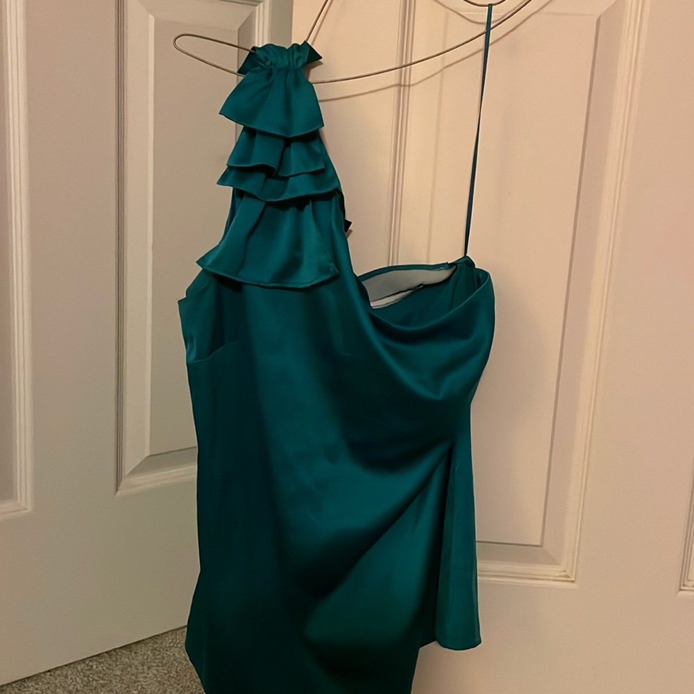 One sleeved green blouse